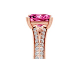 Rose gold Princess Cut Pink Sapphire Split Shank Engagement Ring with Pavé Band_29