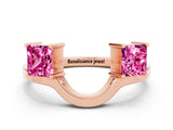 Rose gold Princess Cut Pink Sapphire Two-Stone Open Band Ring with Four-Prong Setting_18