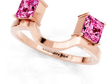 Rose gold Princess Cut Pink Sapphire Two-Stone Open Band Ring with Four-Prong Setting_19
