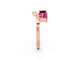 Rose gold Princess Cut Pink Sapphire Two-Stone Open Band Ring with Four-Prong Setting_20