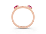 Rose gold Princess Cut Pink Sapphire Two-Stone Open Band Ring with Four-Prong Setting_21