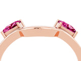 Rose gold Princess Cut Pink Sapphire Two-Stone Open Band Ring with Four-Prong Setting_22