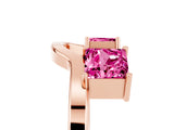Rose gold Princess Cut Pink Sapphire Two-Stone Open Band Ring with Four-Prong Setting_23