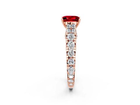 Rose gold Princess Cut Ruby Classic Solitaire Ring with Pavé Band and Four-Prong Setting_2