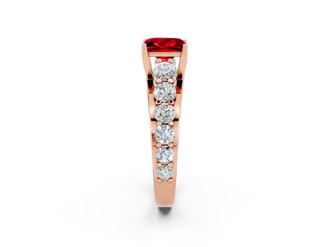 Rose gold Princess Cut Ruby Engagement Ring with Pavé Band and Four-Prong Setting_2