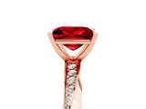 Rose gold Princess Cut Ruby Engagement Ring with Side Stone Accents and Four-Prong Setting_65