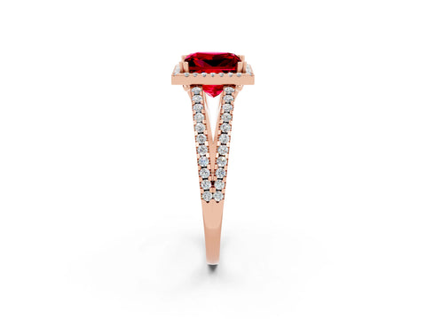 Rose gold Princess Cut Ruby Halo Split Shank Engagement Ring_14
