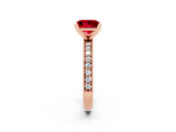 Rose gold Princess Cut Ruby Milgrain Pavé Engagement Ring with Four-Prong Setting_14