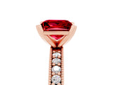 Rose gold Princess Cut Ruby Milgrain Pavé Engagement Ring with Four-Prong Setting_17
