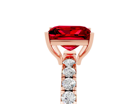 Rose gold Princess Cut Ruby Pavé Solitaire Engagement Ring with Four-Prong Setting_17