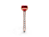 Rose gold Princess Cut Ruby Pavé Solitaire Ring with Round Band and Prong Setting_26