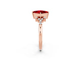 Rose gold Princess Cut Ruby Ring with Side Stones and Four-Prong Setting_38