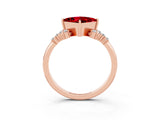 Rose gold Princess Cut Ruby Ring with Side Stones and Four-Prong Setting_39