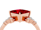 Rose gold Princess Cut Ruby Ring with Side Stones and Four-Prong Setting_40