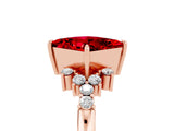 Rose gold Princess Cut Ruby Ring with Side Stones and Four-Prong Setting_41