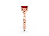 Rose gold Princess Cut Ruby Solitaire Celtic Knot Ring with Four-Prong Setting_14