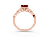Rose gold Princess Cut Ruby Solitaire Celtic Knot Ring with Four-Prong Setting_15