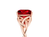 Rose gold Princess Cut Ruby Solitaire Celtic Knot Ring with Four-Prong Setting_17