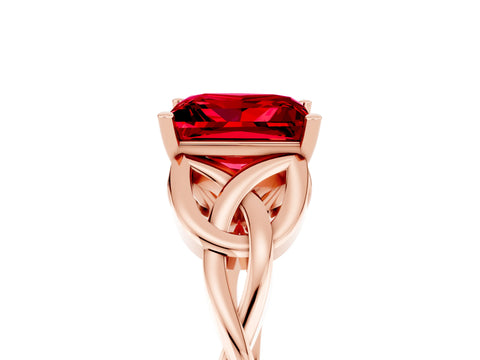 Rose gold Princess Cut Ruby Solitaire Celtic Knot Ring with Four-Prong Setting_17