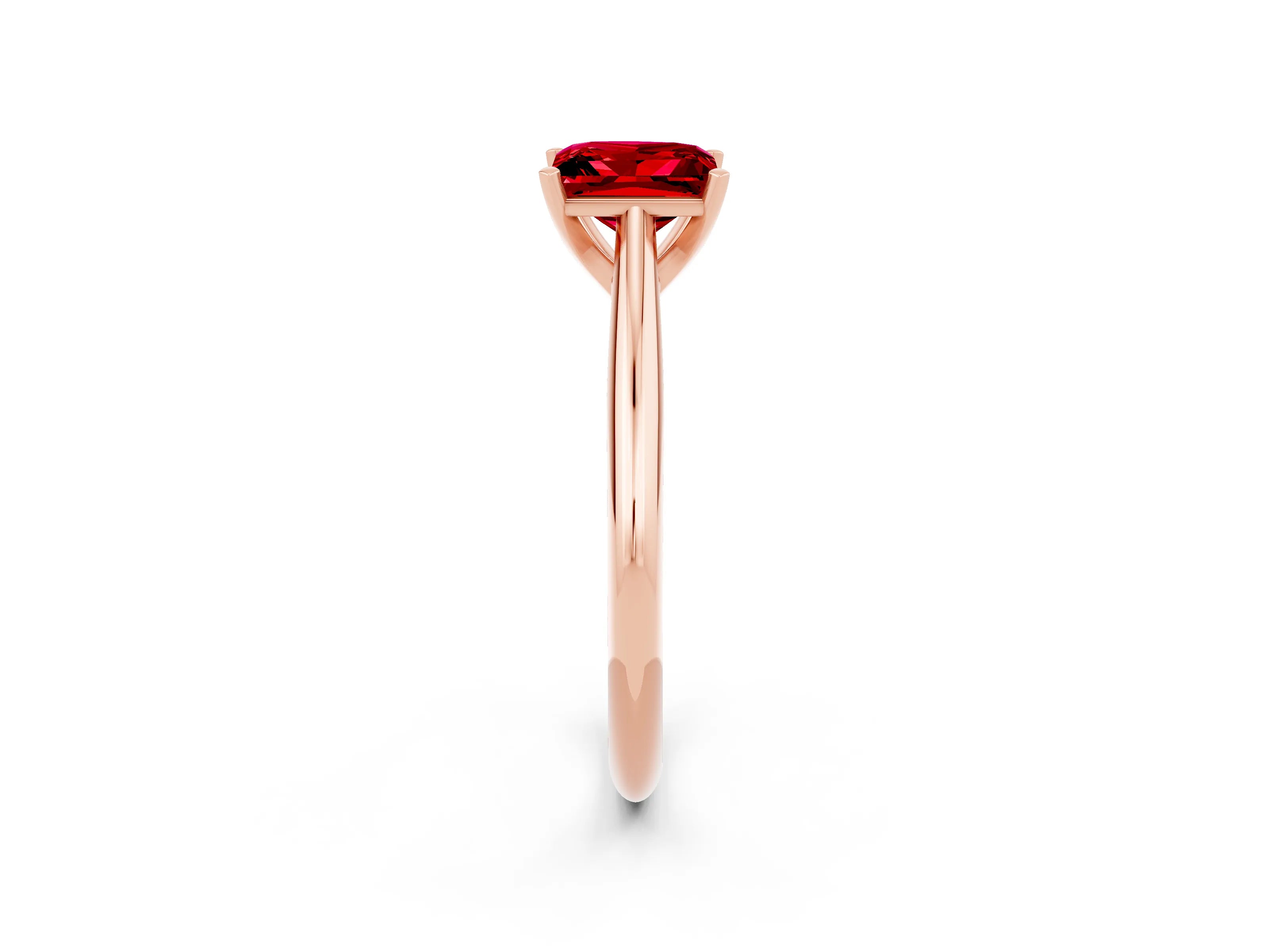Rose gold Princess Cut Ruby Solitaire Engagement Ring with Cathedral Setting and Four-Prong Mount_14