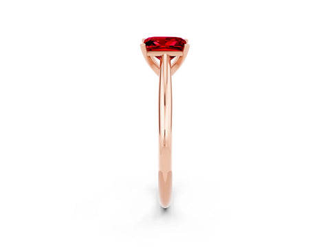 Rose gold Princess Cut Ruby Solitaire Engagement Ring with Cathedral Setting and Four-Prong Mount_14