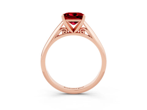 Rose gold Princess Cut Ruby Solitaire Engagement Ring with Cathedral Setting and Four-Prong Mount_15