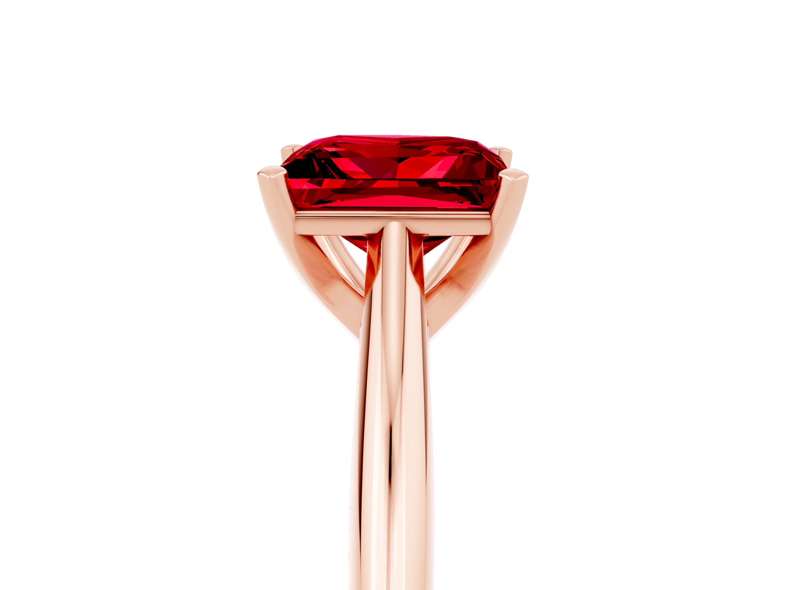 Rose gold Princess Cut Ruby Solitaire Engagement Ring with Cathedral Setting and Four-Prong Mount_17