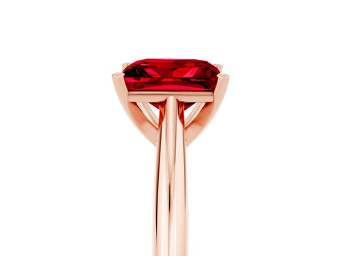 Rose gold Princess Cut Ruby Solitaire Engagement Ring with Cathedral Setting and Four-Prong Mount_17