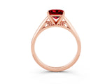 Rose gold Princess Cut Ruby Solitaire Engagement Ring with Cathedral Setting and Four-Prong Mount_21