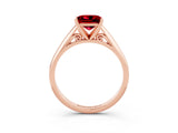 Rose gold Princess Cut Ruby Solitaire Engagement Ring with Cathedral Setting and Four-Prong Mount_27