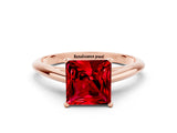 Rose gold Princess Cut Ruby Solitaire Engagement Ring with Cathedral Setting and Four-Prong Mount_66