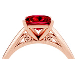 Rose gold Princess Cut Ruby Solitaire Engagement Ring with Cathedral Setting and Four-Prong Mount_70