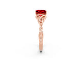 Rose gold Princess Cut Ruby Solitaire Engagement Ring with Celtic Knot Band and Four-Prong Setting_2