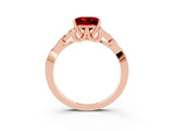 Rose gold Princess Cut Ruby Solitaire Engagement Ring with Celtic Knot Band and Four-Prong Setting_3