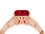 Rose gold Princess Cut Ruby Solitaire Engagement Ring with Celtic Knot Band and Four-Prong Setting_4