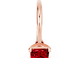 Rose gold Princess Cut Ruby Solitaire Engagement Ring with Classic Band and Four-Prong Setting_24