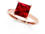 Rose gold Princess Cut Ruby Solitaire Engagement Ring with Classic Band and Four-Prong Setting_25