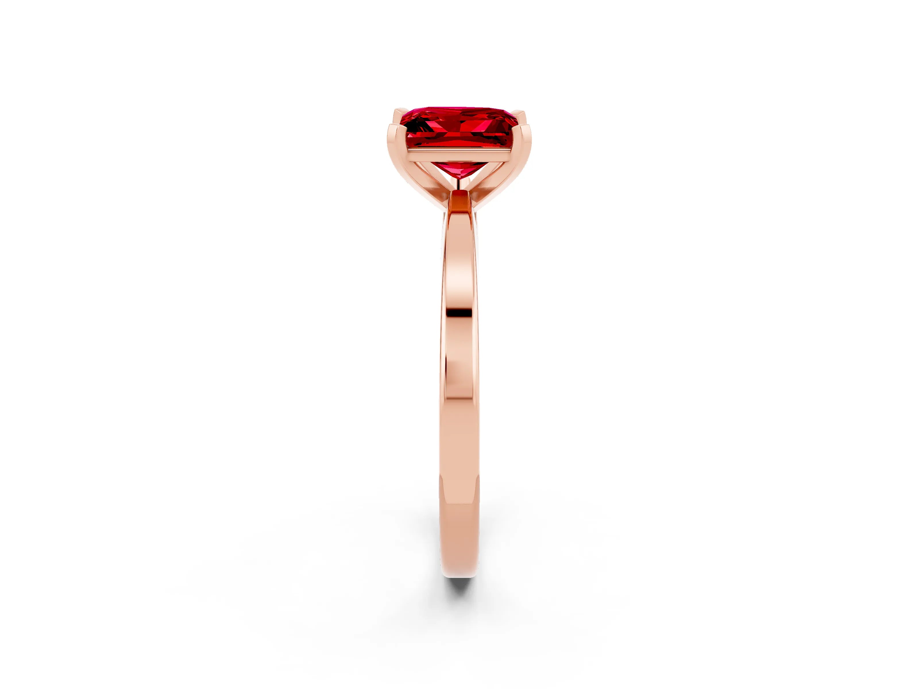 Rose gold Princess Cut Ruby Solitaire Engagement Ring with Classic Band and Four-Prong Setting_26