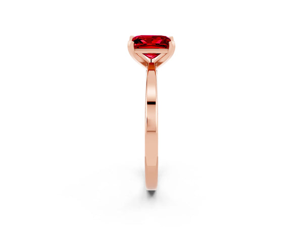 Rose gold Princess Cut Ruby Solitaire Engagement Ring with Classic Band and Four-Prong Setting