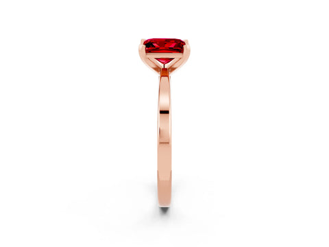 Rose gold Princess Cut Ruby Solitaire Engagement Ring with Classic Band and Four-Prong Setting_26