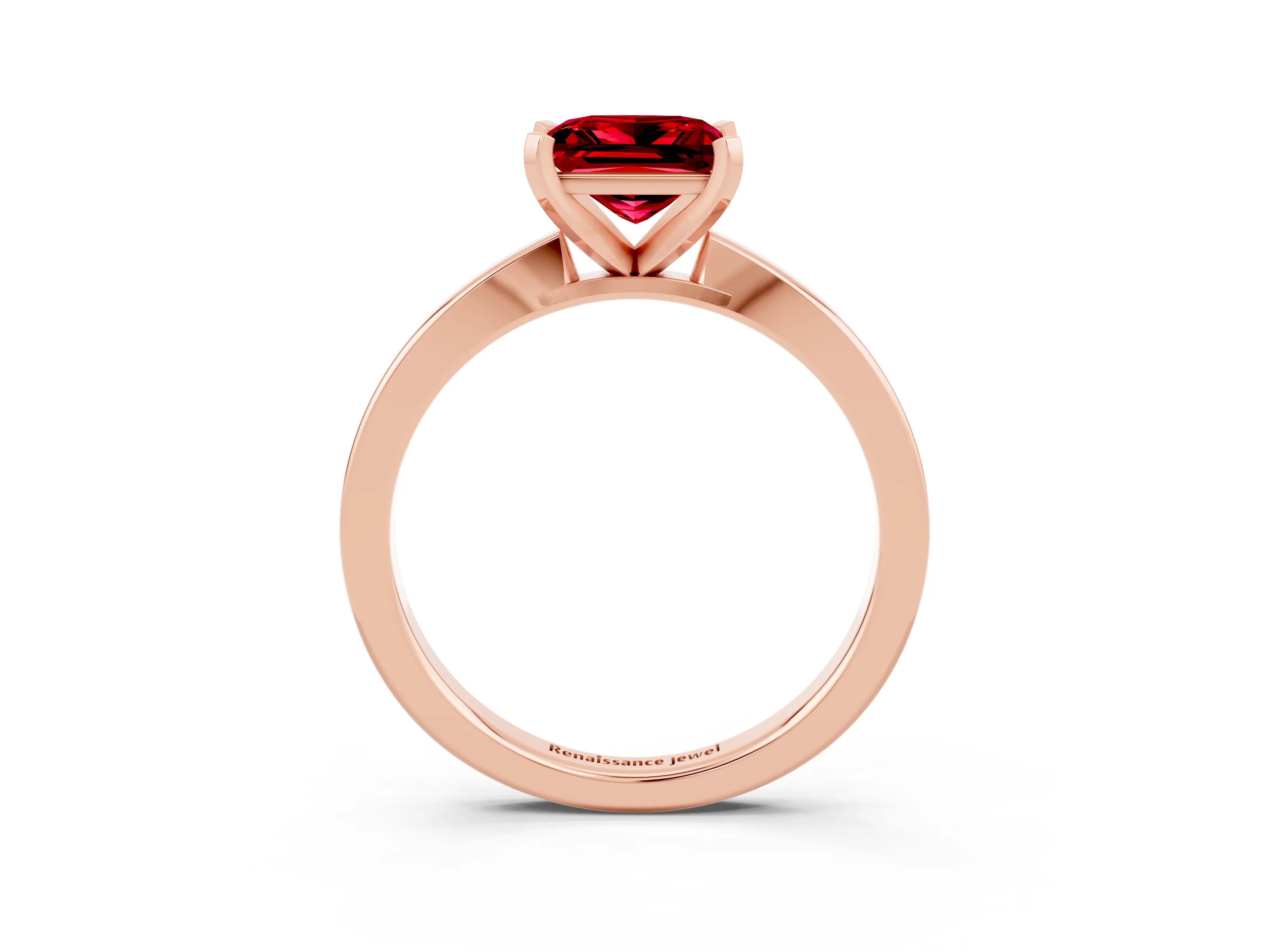 Rose gold Princess Cut Ruby Solitaire Engagement Ring with Classic Band and Four-Prong Setting_27