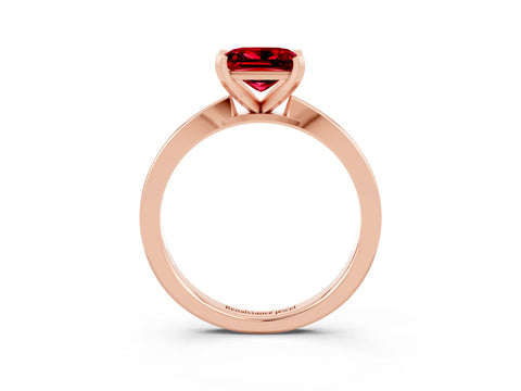 Rose gold Princess Cut Ruby Solitaire Engagement Ring with Classic Band and Four-Prong Setting_27