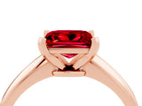 Rose gold Princess Cut Ruby Solitaire Engagement Ring with Classic Band and Four-Prong Setting_28