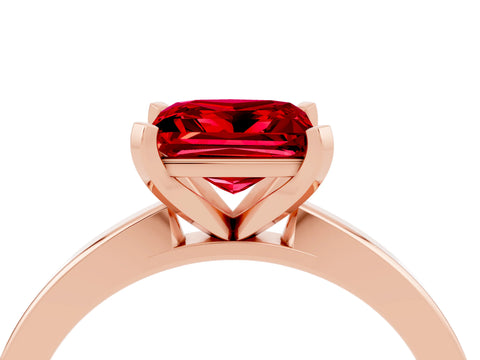 Rose gold Princess Cut Ruby Solitaire Engagement Ring with Classic Band and Four-Prong Setting_28