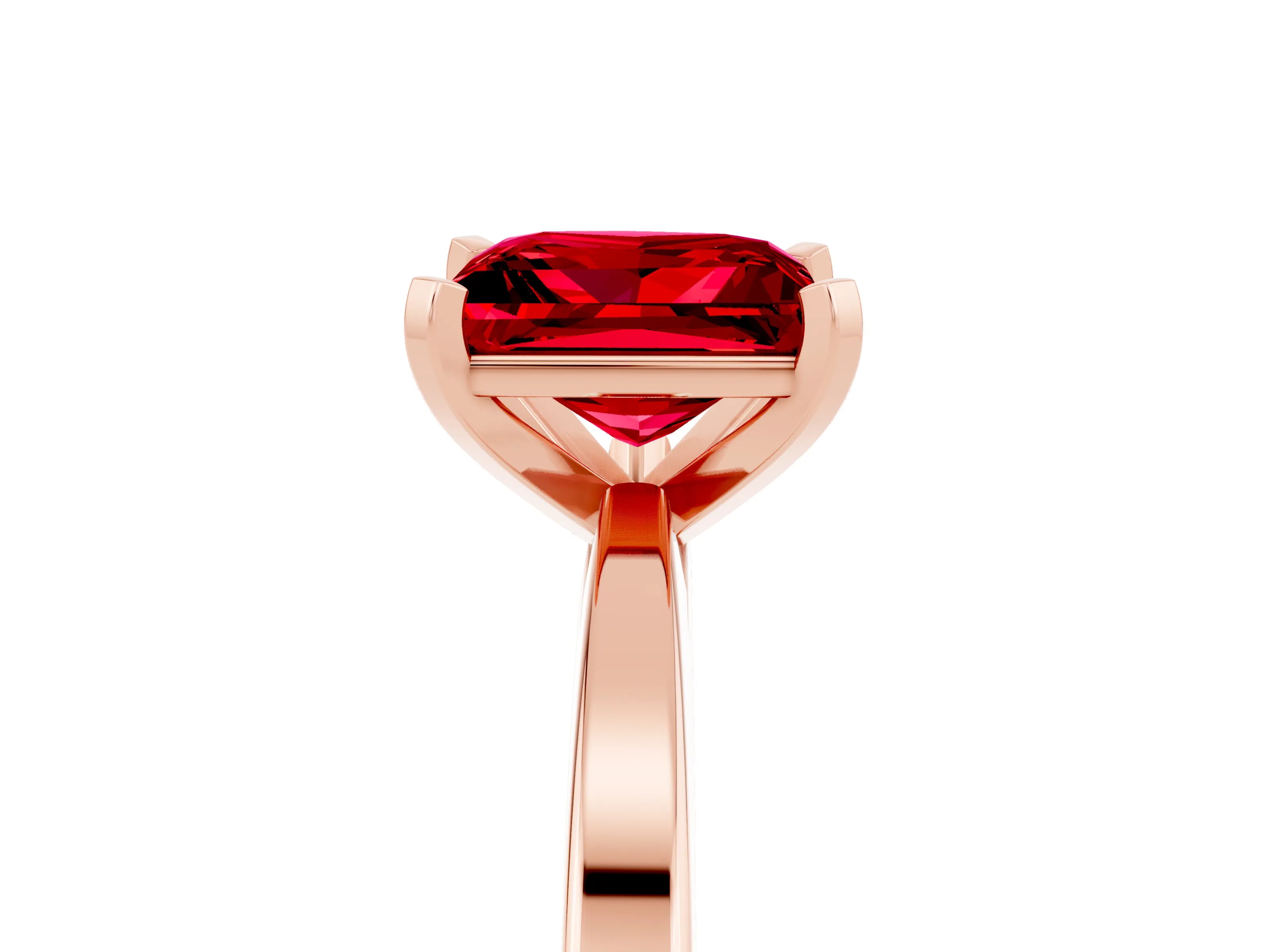 Rose gold Princess Cut Ruby Solitaire Engagement Ring with Classic Band and Four-Prong Setting_29