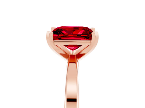 Rose gold Princess Cut Ruby Solitaire Engagement Ring with Classic Band and Four-Prong Setting_29