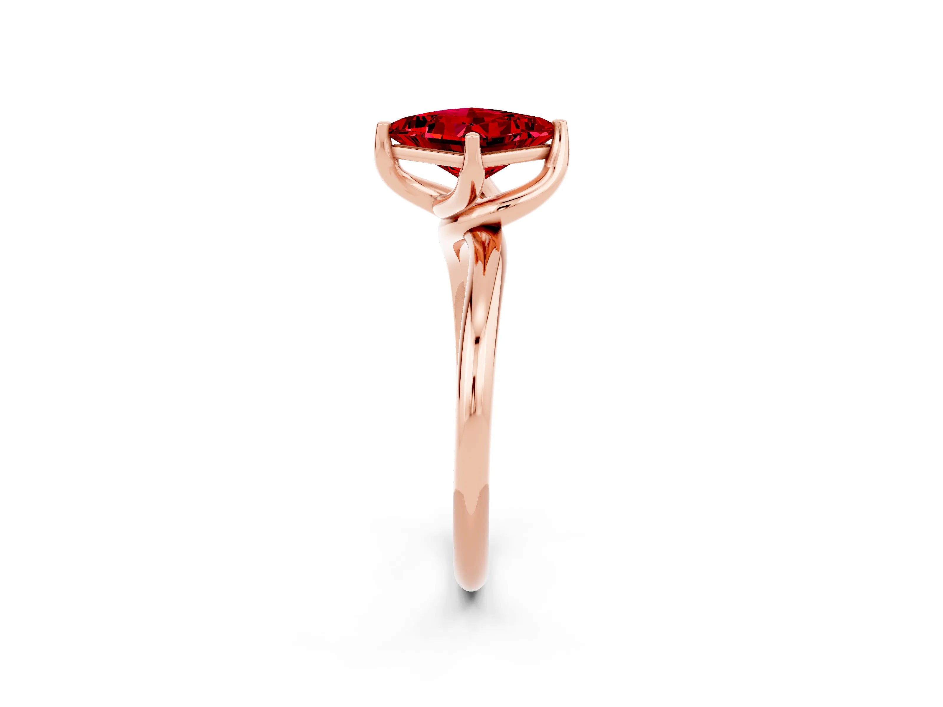Rose gold Princess Cut Ruby Solitaire Engagement Ring with Four-Prong Setting and Classic Band_14