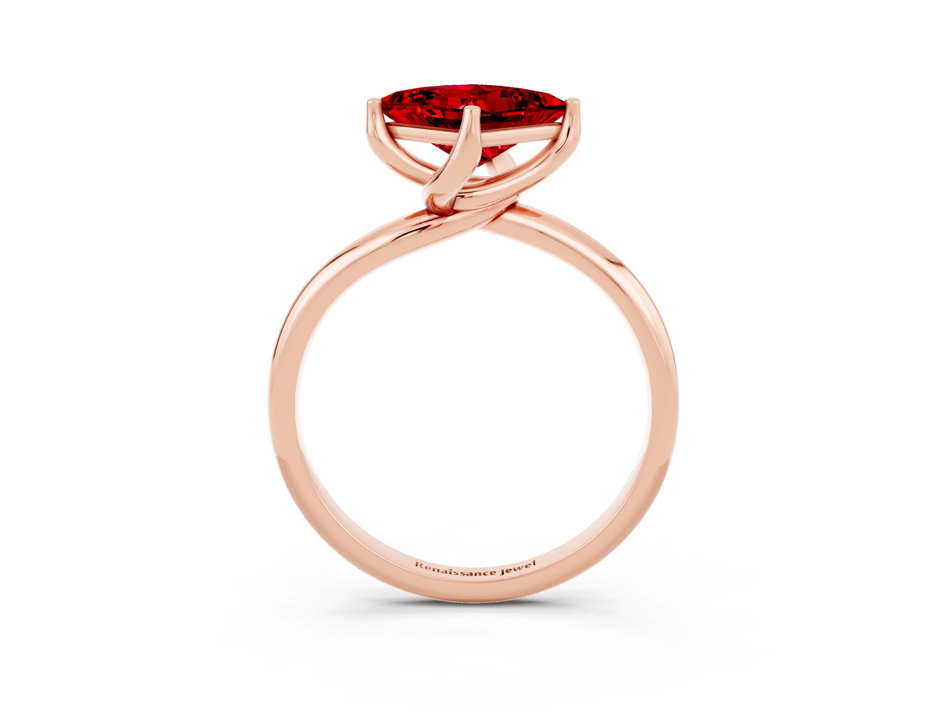 Rose gold Princess Cut Ruby Solitaire Engagement Ring with Four-Prong Setting and Classic Band_15