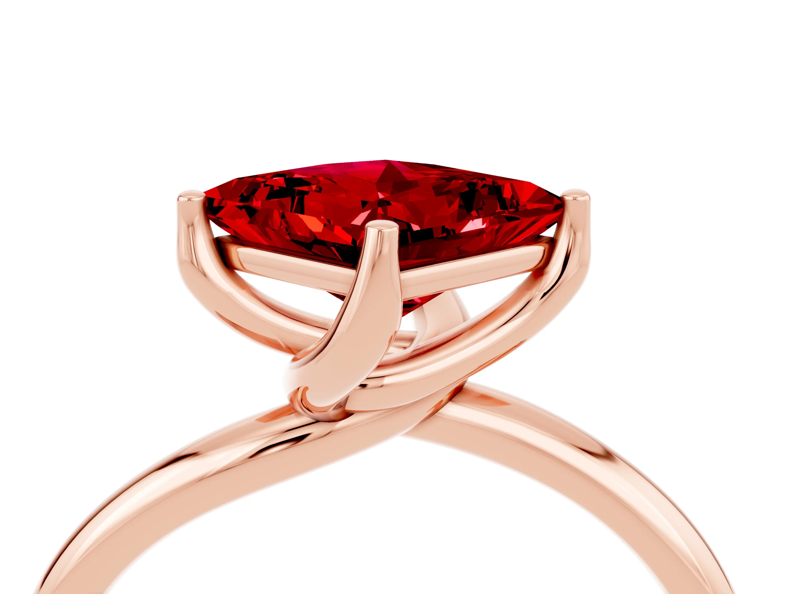 Rose gold Princess Cut Ruby Solitaire Engagement Ring with Four-Prong Setting and Classic Band_16