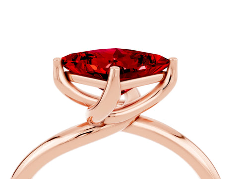 Rose gold Princess Cut Ruby Solitaire Engagement Ring with Four-Prong Setting and Classic Band_16